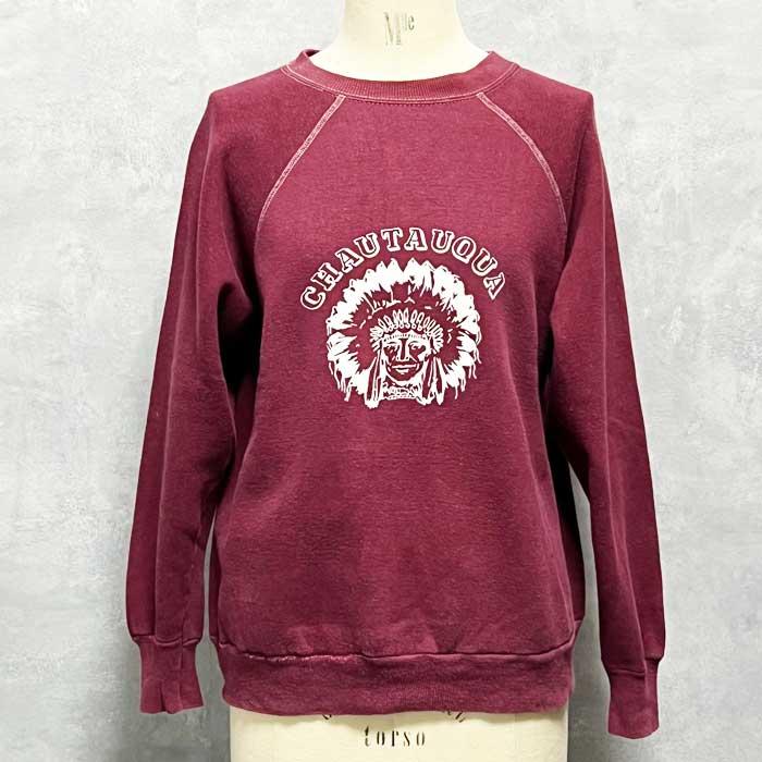 60's VINTAGE VELLA SHEEN Raglan Sleeve Sweat Shirts BURGUNDY