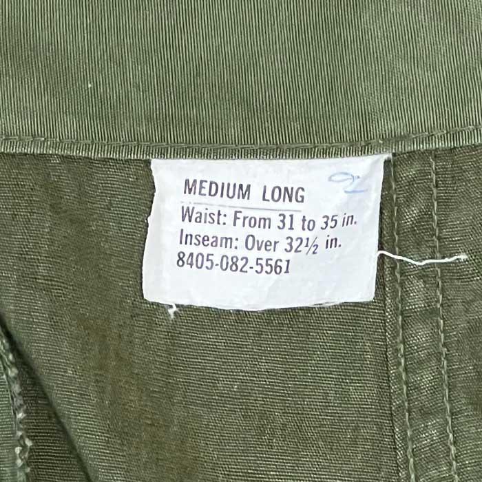 60's U.S.ARMY Jungle Fatigue Pants NON-RIP MEDIUM/LONG 60年代
