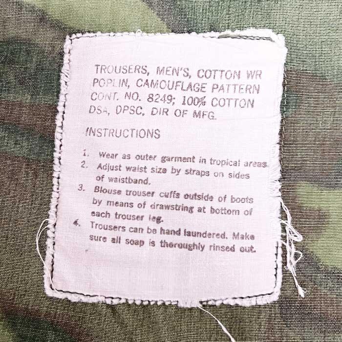60's U.S.Military ERDL Leaf Camo Non Rip Jungle Fatigue Pants W29