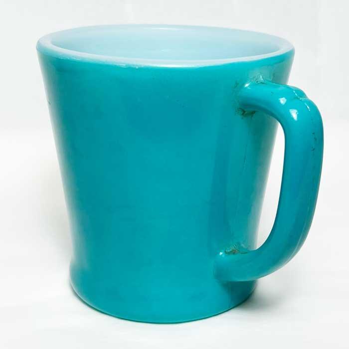 Vintage Anchor Hocking Fire King D-handle Mug Turquoise Blue Made