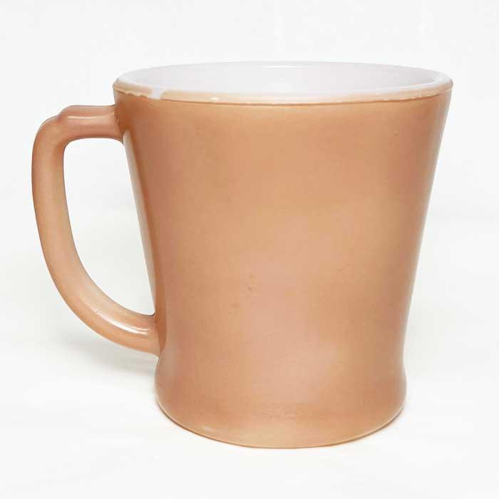 Vintage Anchor Hocking Fire King D-handle Mug Peach Brown Made in