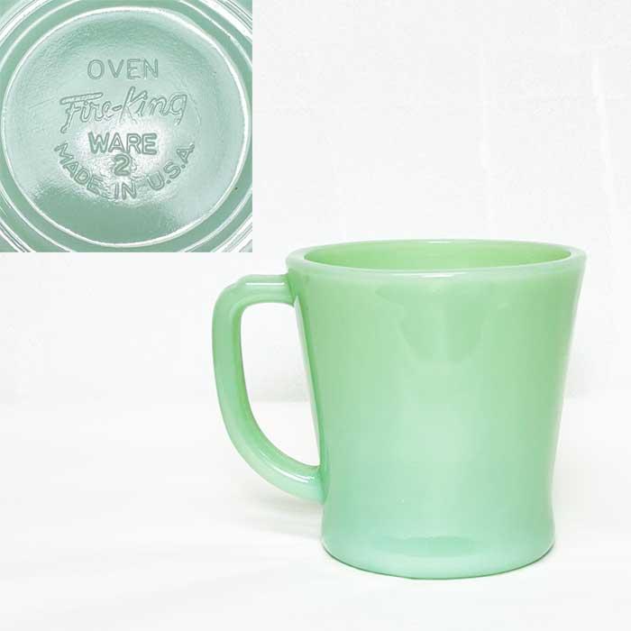 Vintage Anchor Hocking Fire King D-handle Mug Jade-ite Made in USA