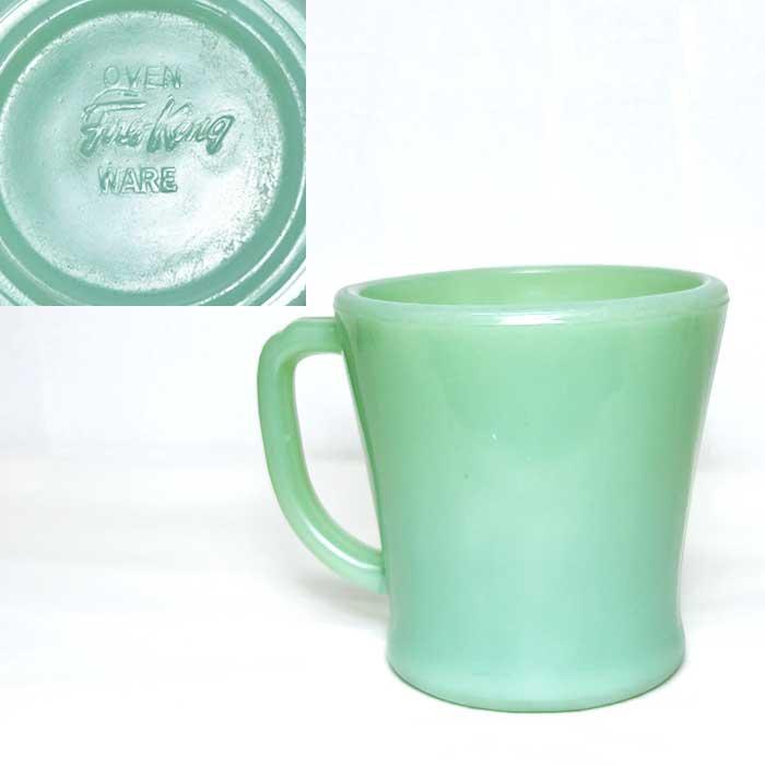 Vintage Anchor Hocking Fire King D-handle Mug Jade-ite Made in USA