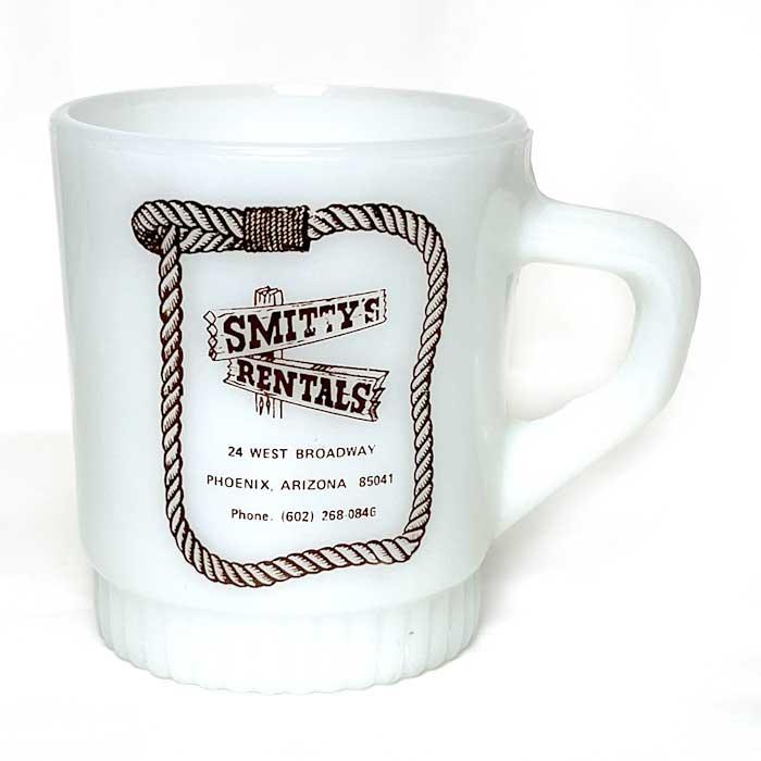 Vintage Anchor Hocking Fire King Ribbed Bottom Advertising Mug 