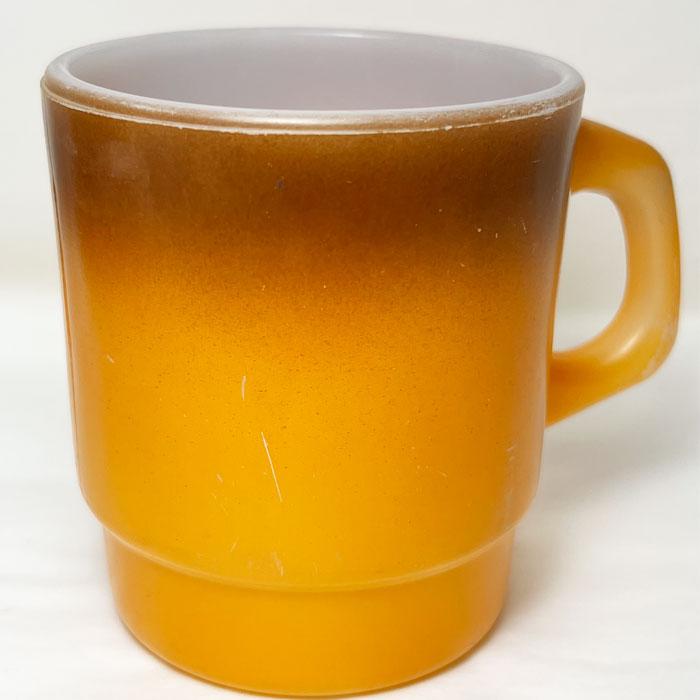 Vintage Anchor Hocking Fire King Stacking Mug BROWN/ORANGE Made in