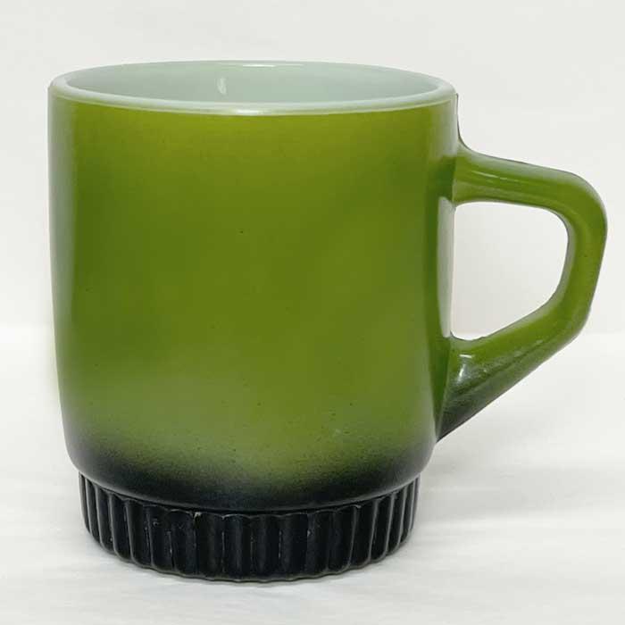 Vintage Anchor Hocking Fire King Ribbed Bottom Mug GREEN/BLACK Made in ...