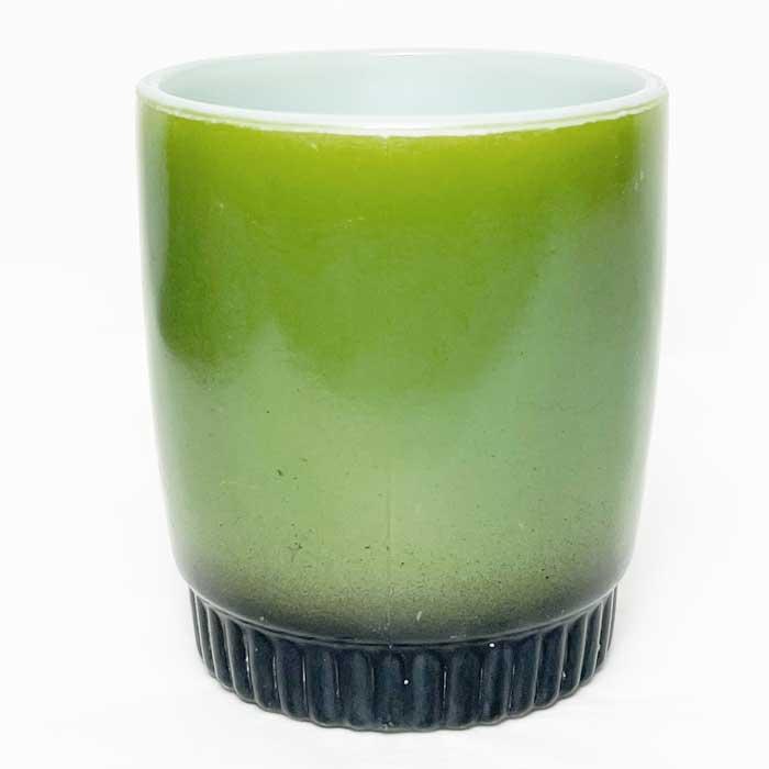 Vintage Anchor Hocking Fire King Ribbed Bottom Mug GREEN/BLACK 