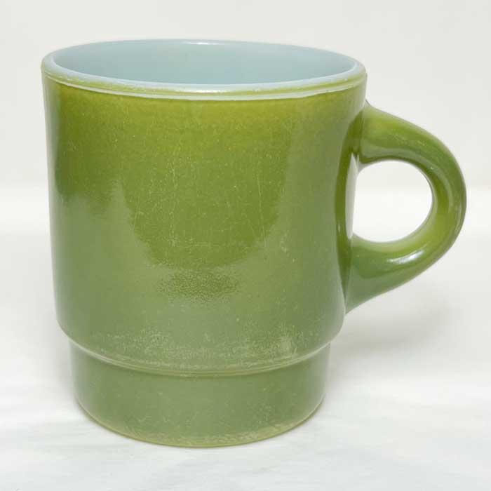 Vintage Anchor Hocking Fire King Stacking Mug GREEN Made in USA