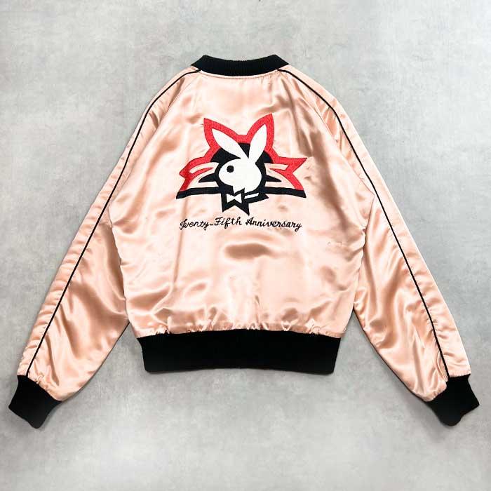 70's PLAY BOY 25th Anniversary Satin Jacket PINK/M 70年代