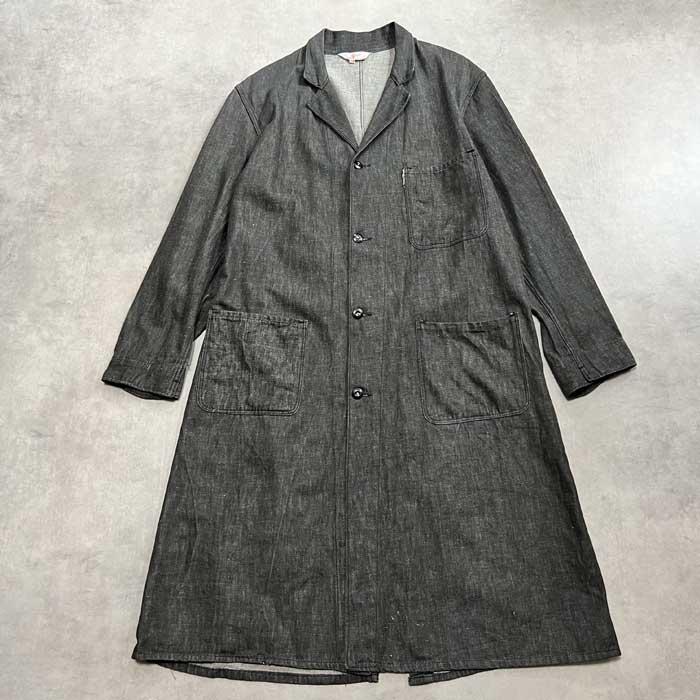 VINTAGE 50'S CLARES WEAR BLACK DENIM DUSTER COAT CHANGE BOTTON