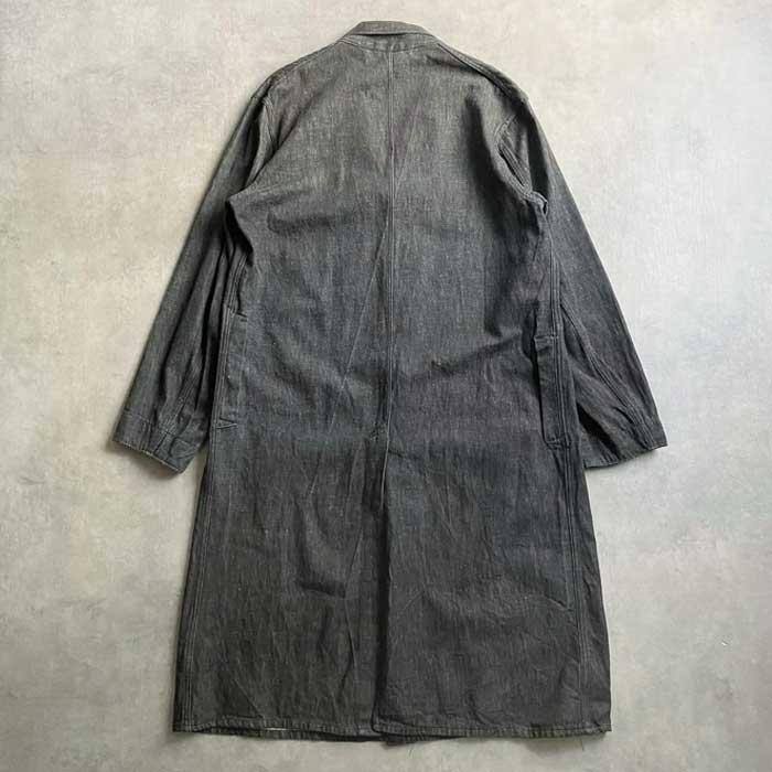 VINTAGE 50'S CLARES WEAR BLACK DENIM DUSTER COAT CHANGE BOTTON