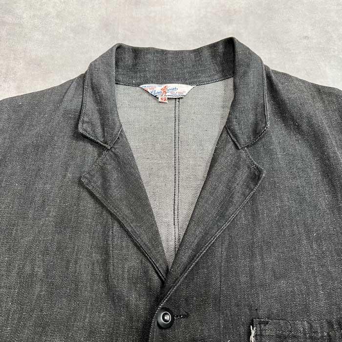 VINTAGE 50'S CLARES WEAR BLACK DENIM DUSTER COAT CHANGE BOTTON