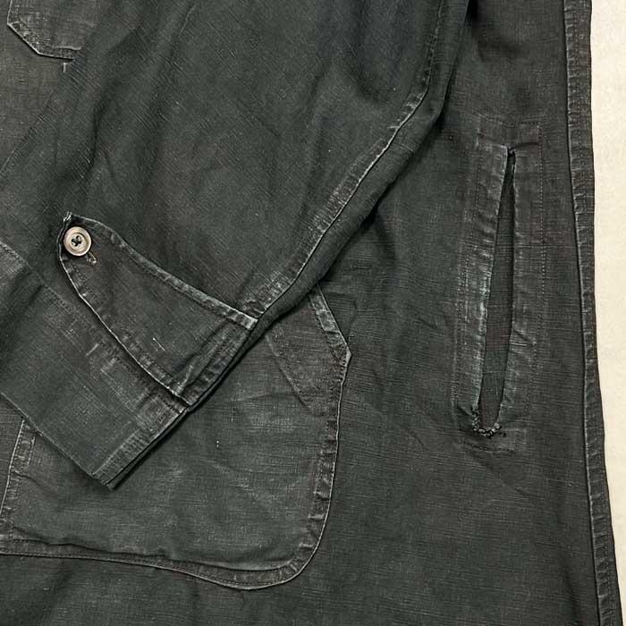 VINTAGE 30's CHAMPAVER MAQUIGNON INDIGO LINEN COAT Made in France