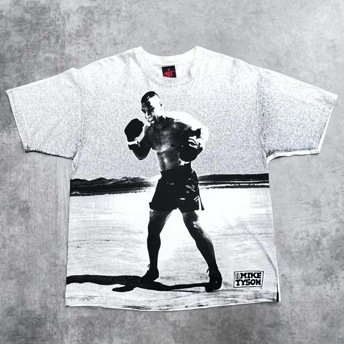 90's MIKE TYSON BRAND ALL-OVER-PRINT T-SHIRTS Made in USA WHITE/XL
