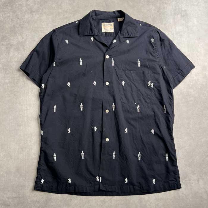 60's ARROW Rayon Open Collar USA ブルー POST JUNK / 60's～ ARROW DECTON GABANARO Open Collar Shirt