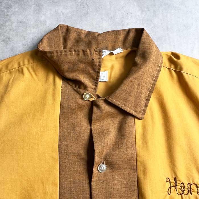 60s USA製 LANE MATE レーヨン ボーリングシャツ 黄色 黒 1960's LANE MATE レーヨンボーリングシャツ イエロー【TA051105