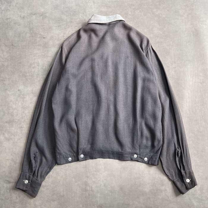 50s Berma レーヨン　プルオーバー　リブシャツ　ナス紺　ヴィンテージ 50s Berma レーヨン プルオーバー リブシャツ ナス紺