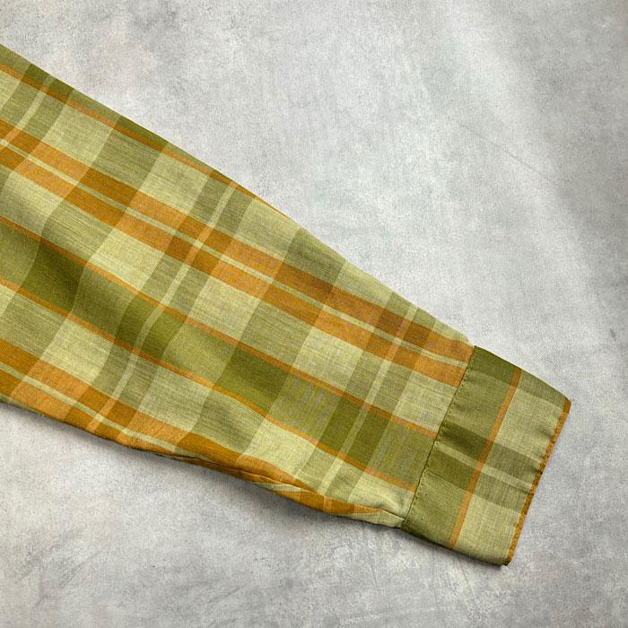 VINTAGE 60's ARROW DECTON PERMA IRON OPEN COLLAR LONGSLEEVE CHECK