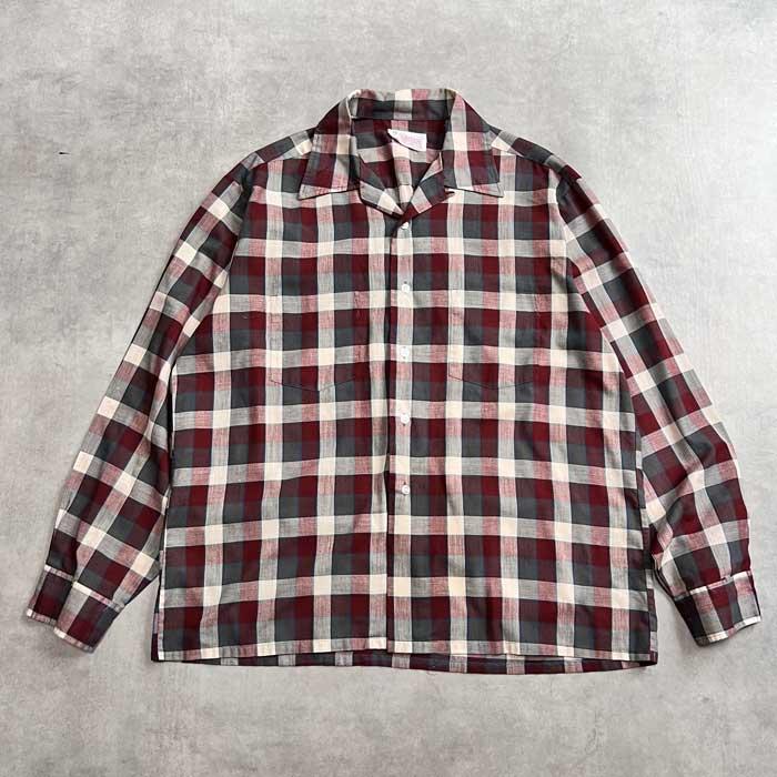 VINTAGE 60'S PENNEYS TOWN CRAFT PENN-PREST OPEN COLLAR CHECK LONG