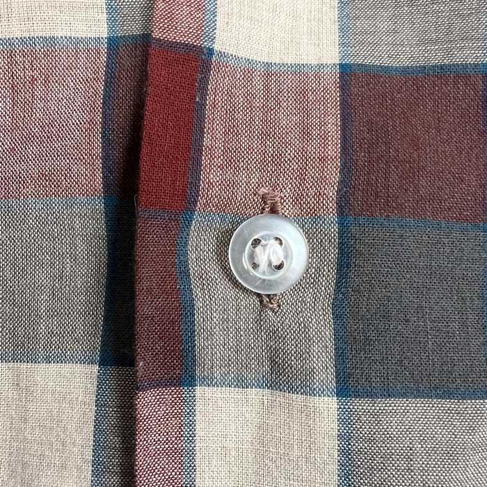VINTAGE 60'S PENNEYS TOWN CRAFT PENN-PREST OPEN COLLAR CHECK LONG