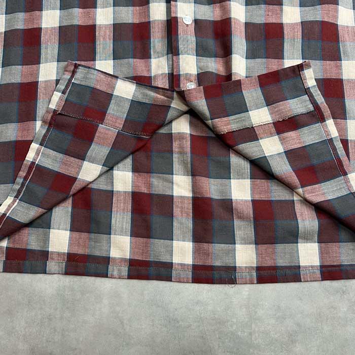 VINTAGE 60'S PENNEYS TOWN CRAFT PENN-PREST OPEN COLLAR CHECK LONG
