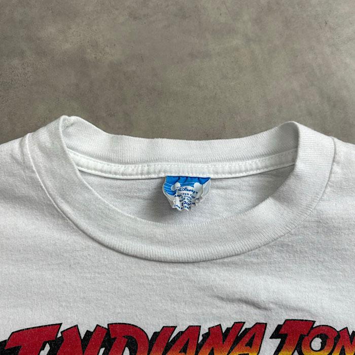 80'S Disney Indiana Jones T-Shirt Made in USA S/WHITE 80年代