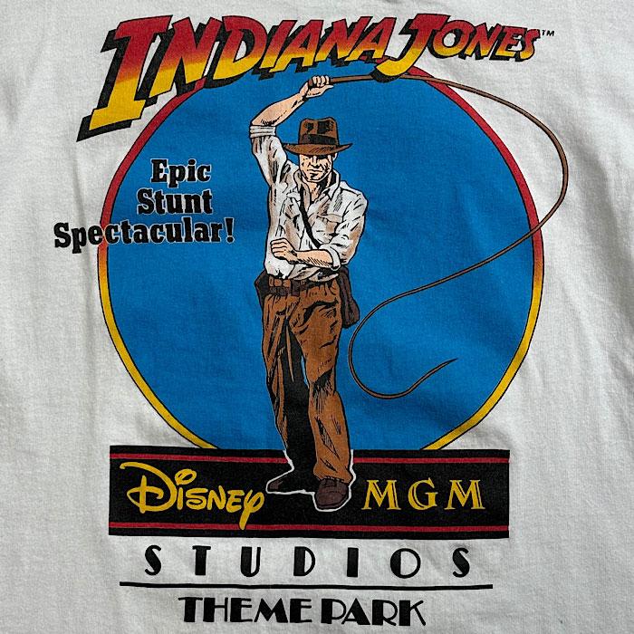 80'S Disney Indiana Jones T-Shirt Made in USA S/WHITE 80年代