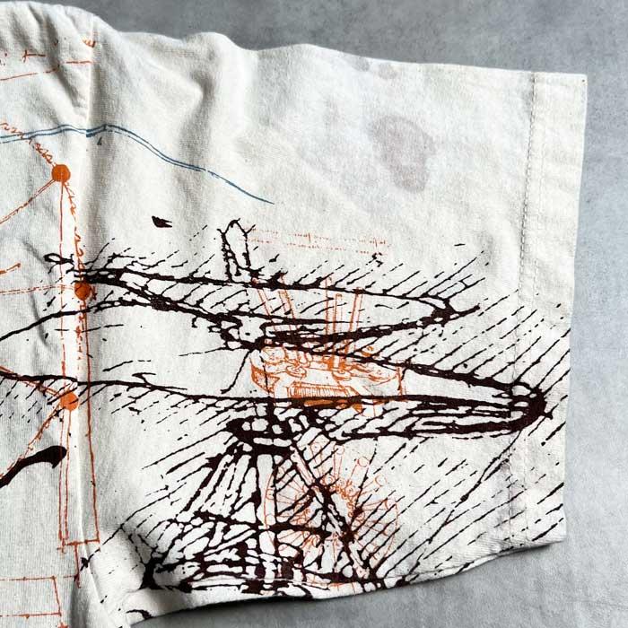 90'S LEONARDO DA VINCI ALL OVER PRINT T-SHIRTS BEIGE/XL 90年代 ダ