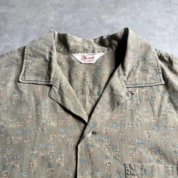 60'S BOND 5TH AVENUE TOOL PATTERN OPEN COLLAR SHORT SLEEVE SHIRTS