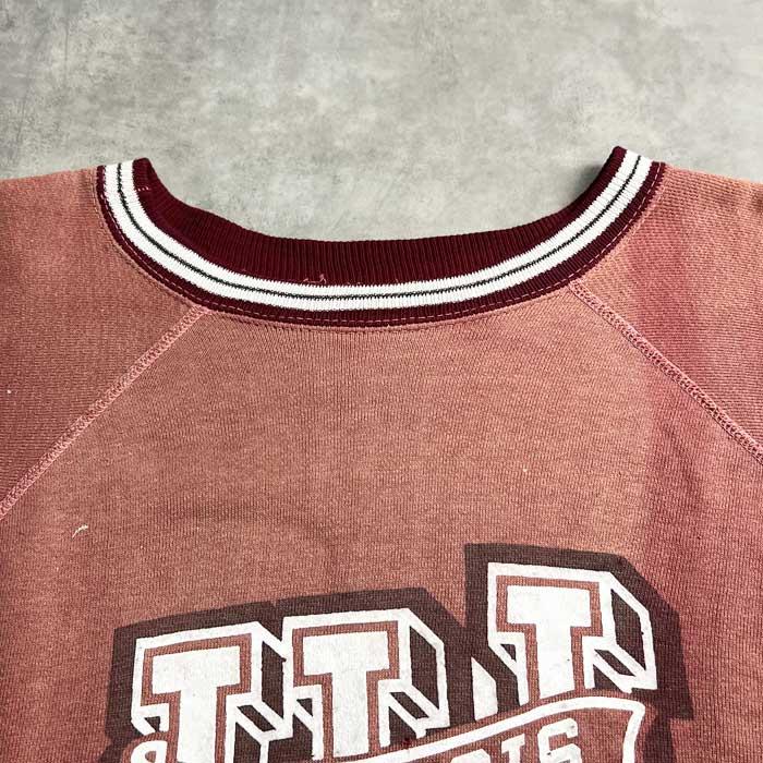 60'S VINTAGE LINED RIB COLLEGE PRINT RAGLAN SLEEVE SWEAT SHIRTS