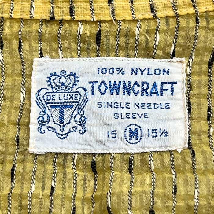50'S TOWN CRAFT Lined Nylon Long Sleeve Open Collar Shirts YELLOW
