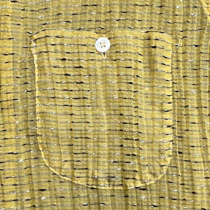 50'S TOWN CRAFT Lined Nylon Long Sleeve Open Collar Shirts YELLOW
