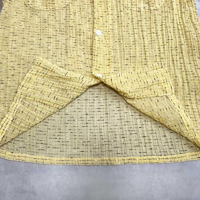 50'S TOWN CRAFT Lined Nylon Long Sleeve Open Collar Shirts YELLOW
