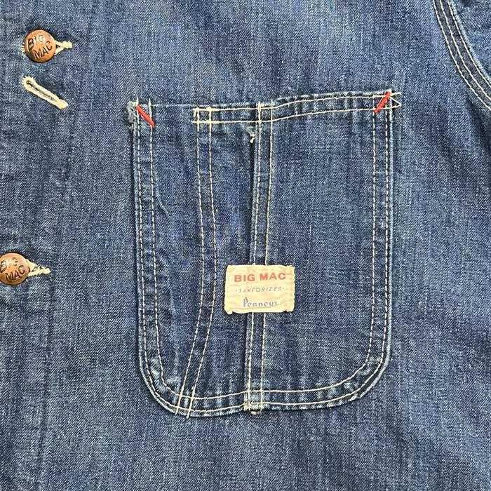 BIG MAC 60'S Denim Chore Jacket SIZE/42相当 60年代 ビッグ BIG MAC 60'S Denim Chore Jacket SIZE/42相当 60年代 ビッグ