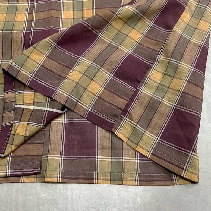60'S PERMANENT PRESS LONG SLEEVE OPEN COLLAR CHECK SHIRTS BURGUNDY