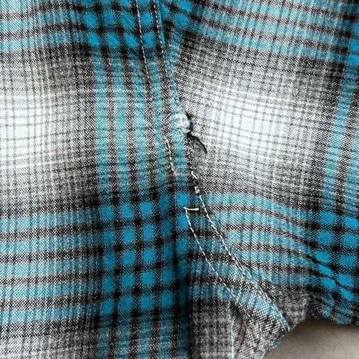 50'S GOLDEN WALDORF Rayon Ombre Check Open Collar Box Long 50'S GOLDEN WALDORF Rayon Ombre Check Open Collar Box Long