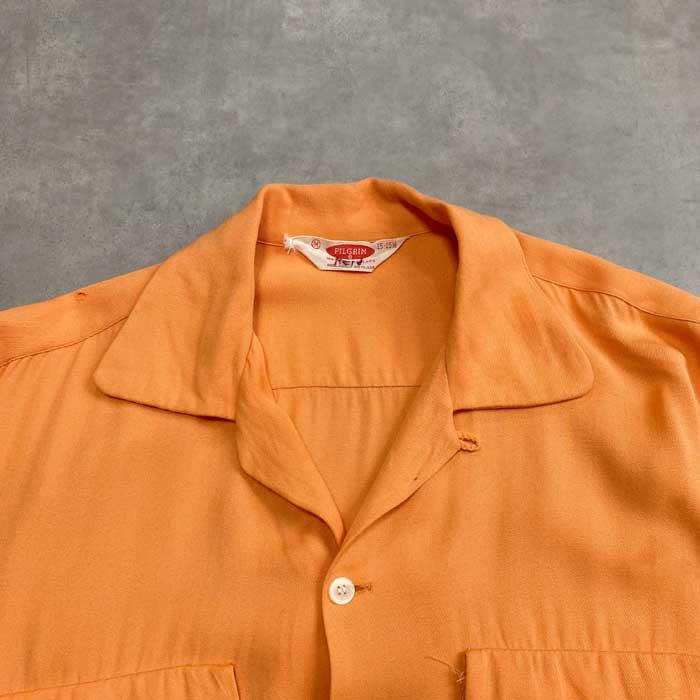 1950's PILGRIM レーヨンシャツ カリフォルニア アメリカ製 USA PILGRIM】ヴィンテージ レーヨンギャバジン オープンカラー