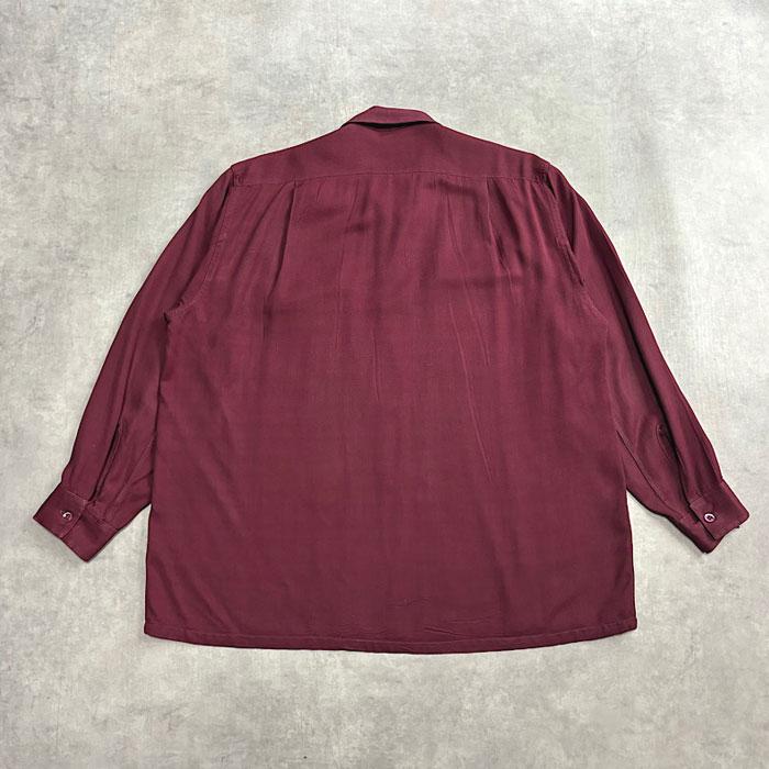 Cisco casuals バーガンディ レーヨンシャツ 50s 50'S Mac Phergus Sports Wear Rayon Open Collar Box Shirt Burgundy