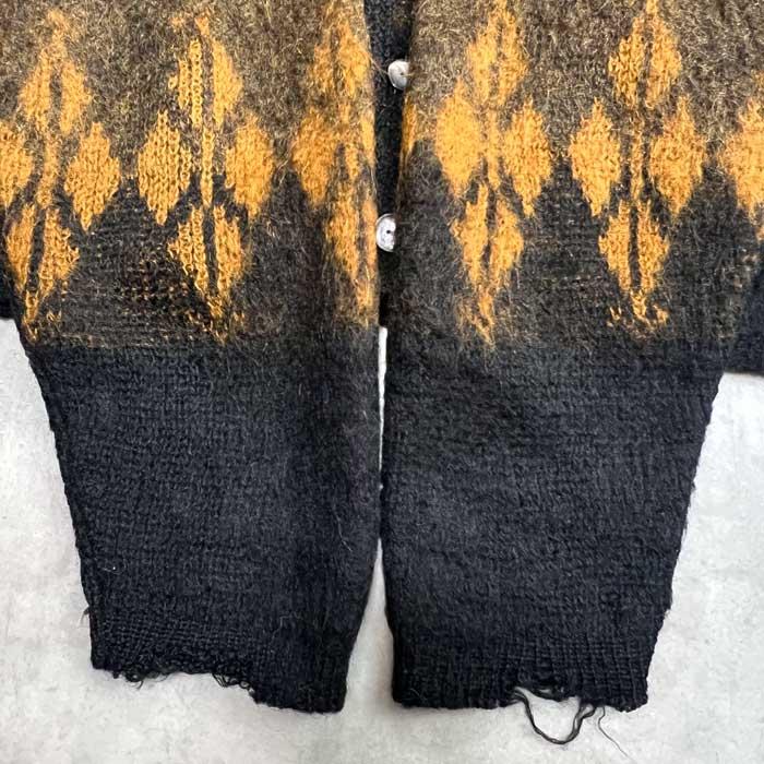 Sears 60'S Mohair Cardigan Made in USA BLACK BROWN/L 60年代