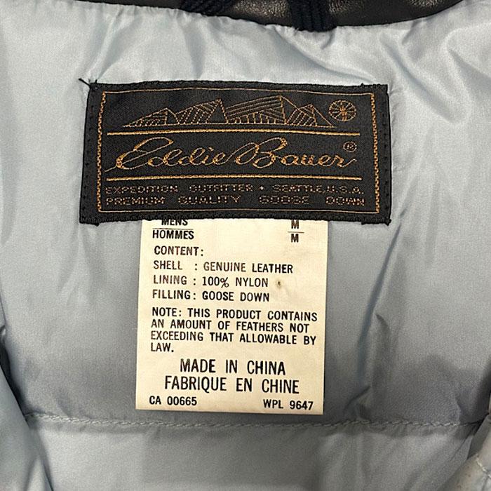 80'S EDDIE BAUER Leather Down Jacket M/BLACK 80年代 エディバウアー