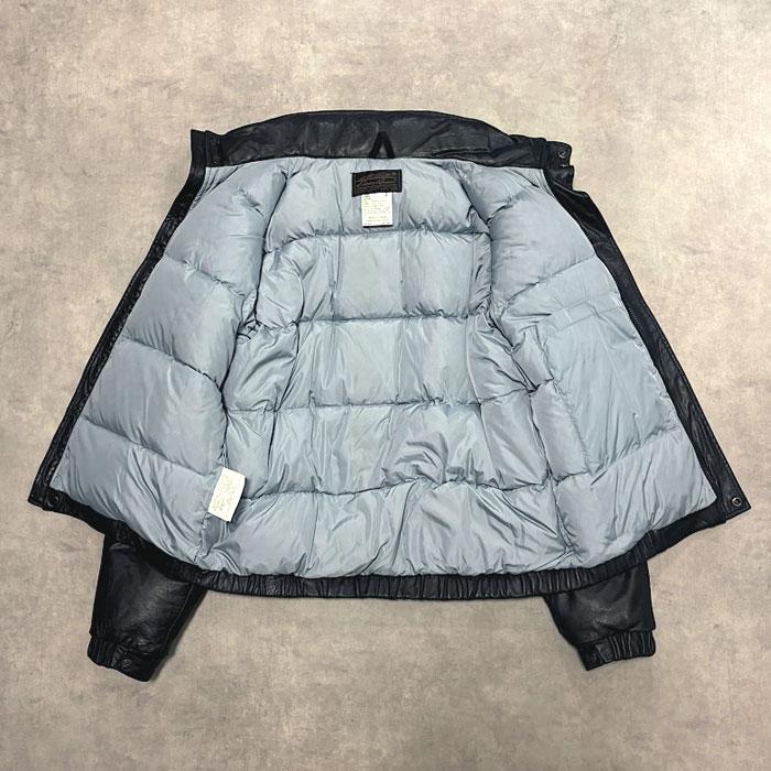 80'S EDDIE BAUER Leather Down Jacket M/BLACK 80年代 エディバウアー
