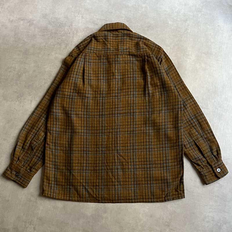 PENNEYS 70'S PENNEY'S TOWN CRAFT Wool Open Collar Box Check Shirts
