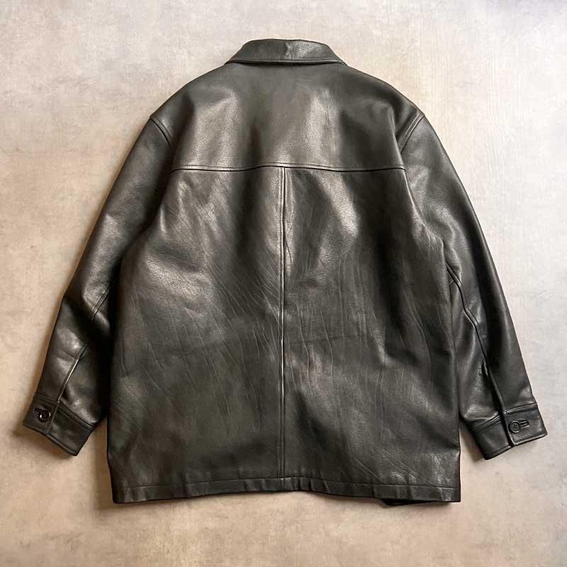 GAP 90'S Leather Car Coat BLACK/XL 90年代 ギャップ レザー