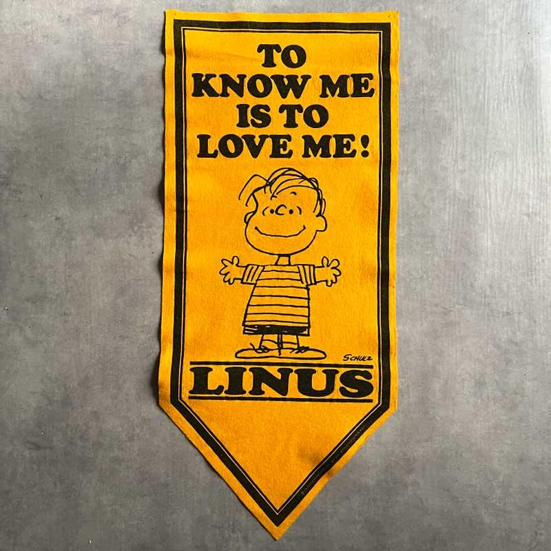 PEANUTS 70'S PEANUTS Felt Pennant LINUS/YELLOW 70年代 ピーナッツ