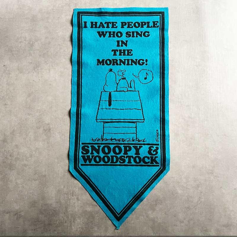 PEANUTS 70'S PEANUTS Felt Pennant SNOOPY & WOODSTOCK/BLUE 70年代