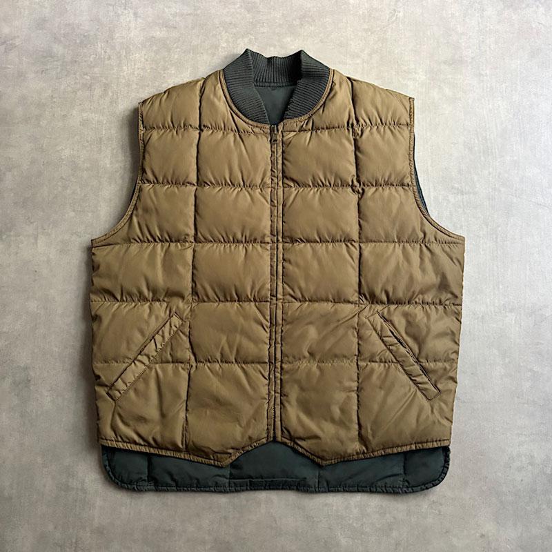 90'S EDDIE BAUER Goose Down Riversible Vest M/GREEN,KHAKI 90年代