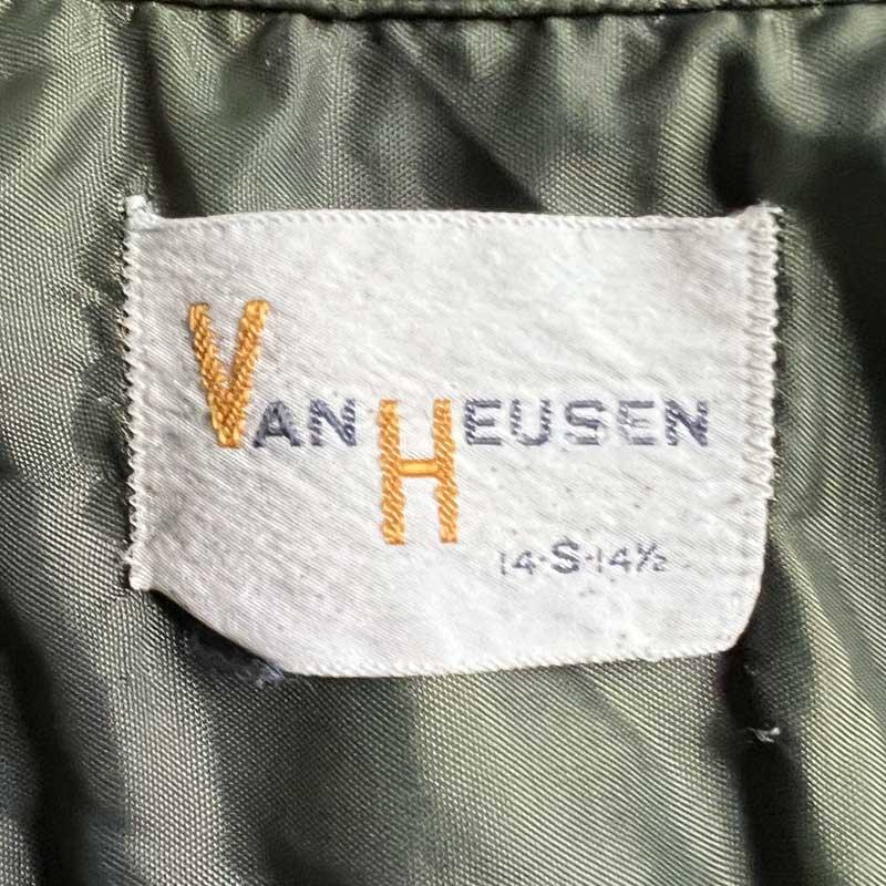60'S VAN HEUSEN Wool Ombre Check Open Collar Box Shirts BLUE/S 60