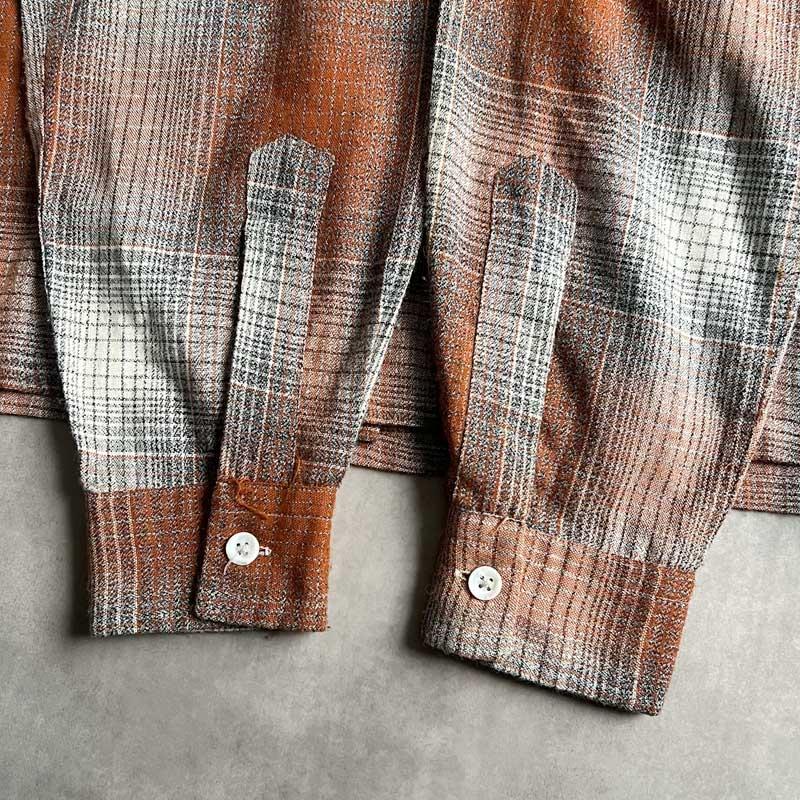 50'S MARK TWAIN Wool & Rayon Ombre Check Open Collar Box Shirts