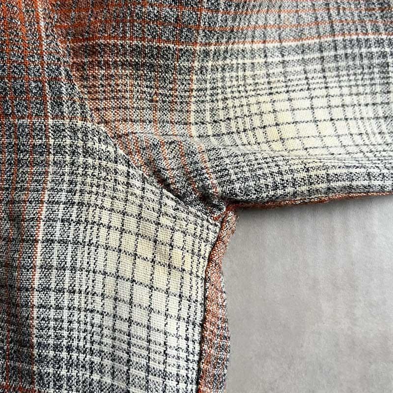 50'S MARK TWAIN Wool & Rayon Ombre Check Open Collar Box Shirts
