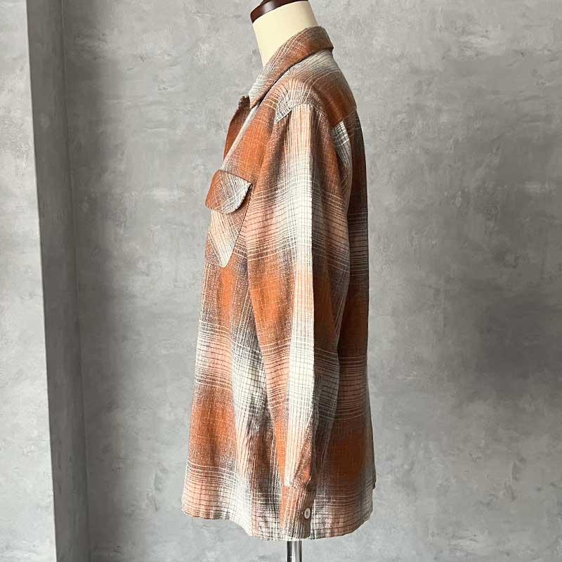 50'S MARK TWAIN Wool & Rayon Ombre Check Open Collar Box Shirts